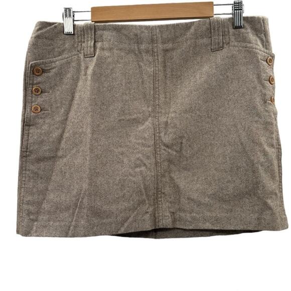 J. Crew Beige Tan Wool Blend Tan Side Zipper Button Pencil Skirt Size 12‎ - Picture 1 of 6
